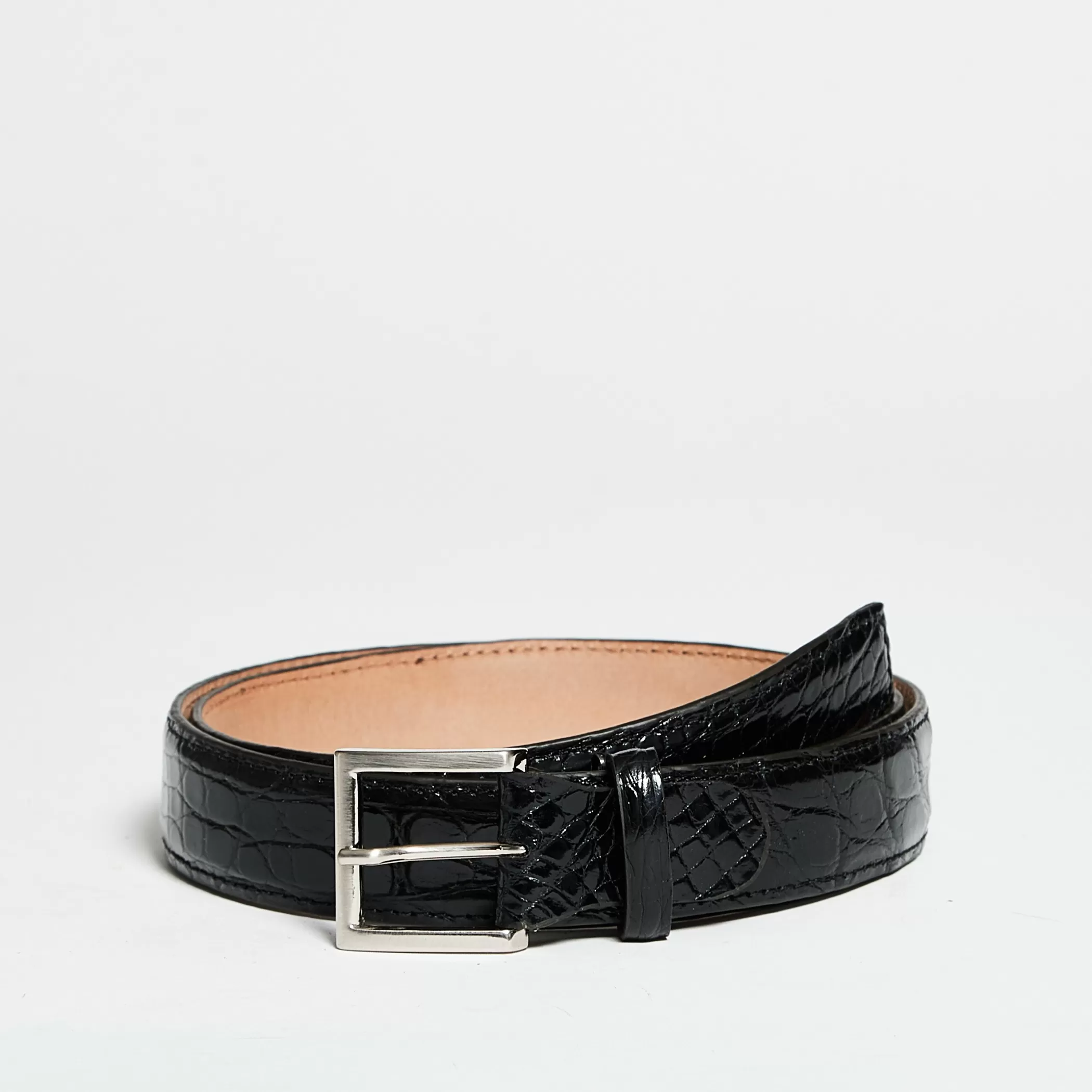 Reptile's House Belts>Anya-Shiny Crocodile Hip Belt Black