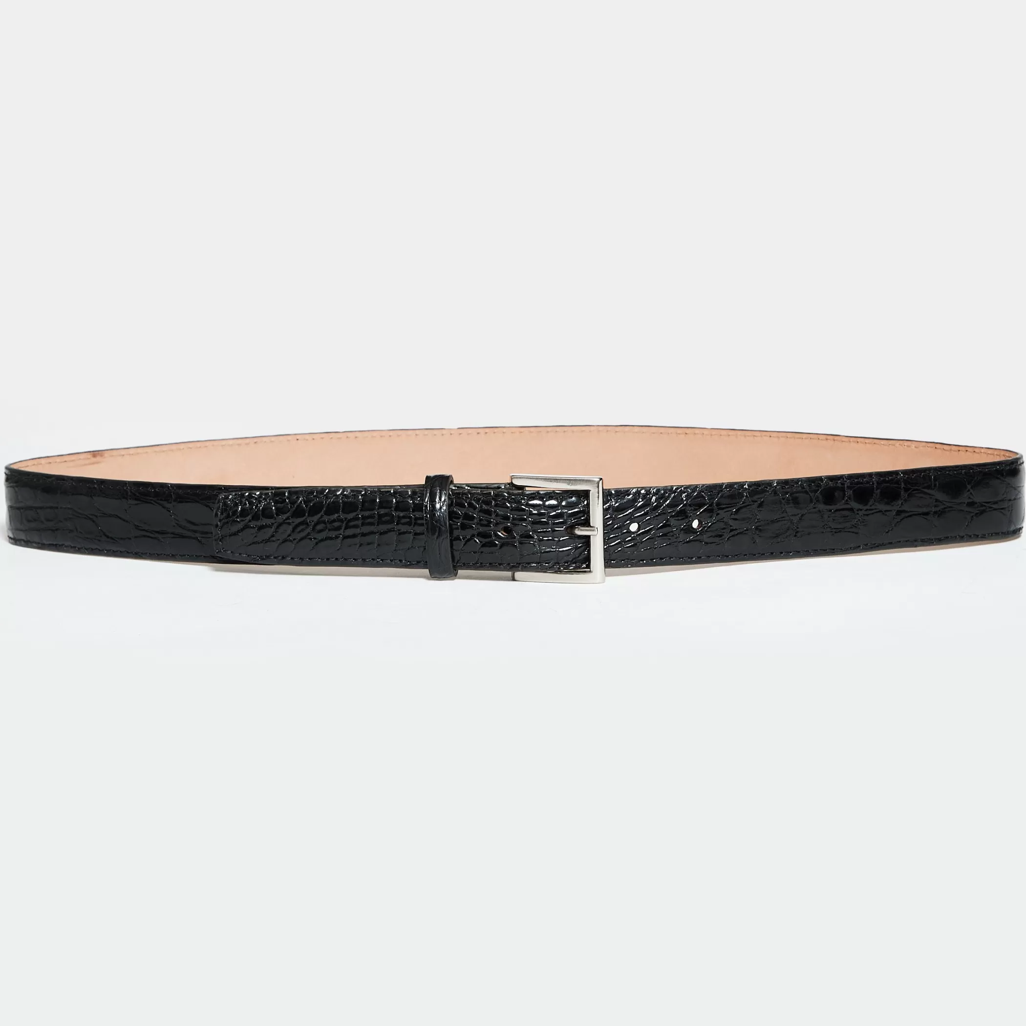 Reptile's House Belts>Anya-Shiny Crocodile Hip Belt Black