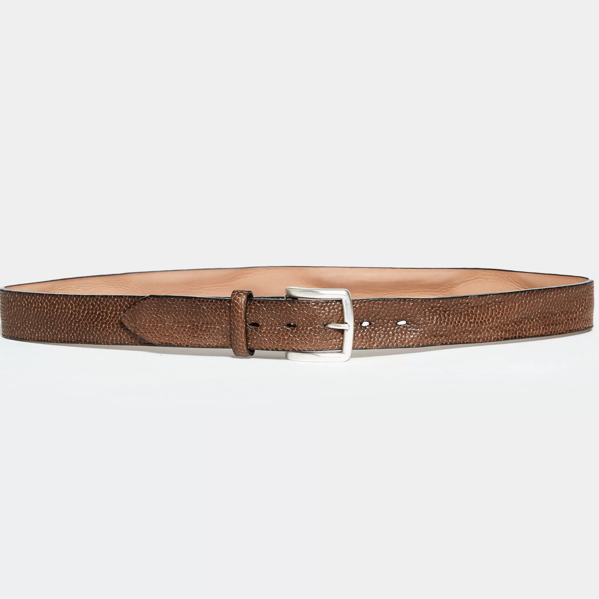 Reptile's House Belts>Baja-Rice Printed Leather Belt Brown
