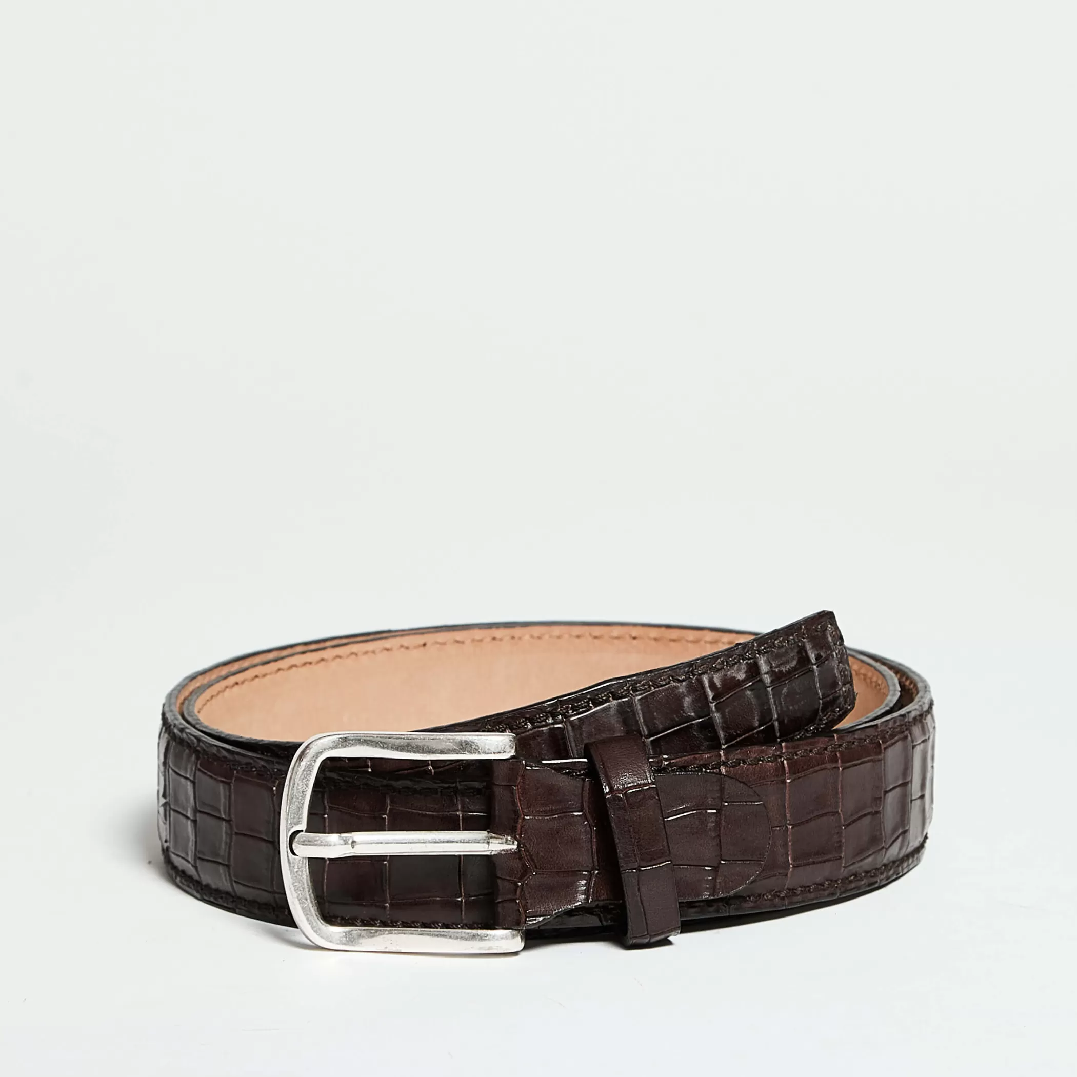 Reptile's House Belts>Basar-Crocodile Printed Leather Belt