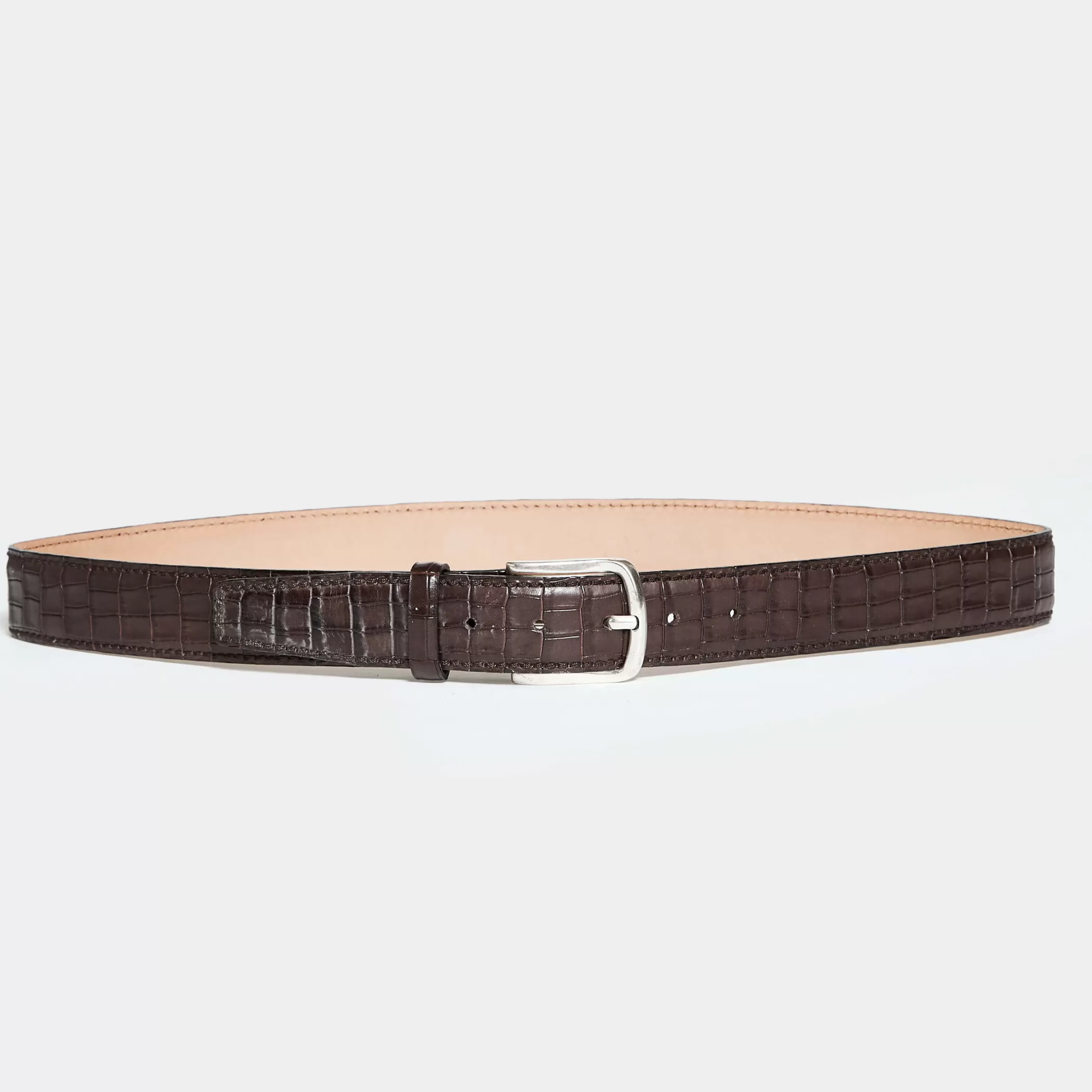 Reptile's House Belts>Basar-Crocodile Printed Leather Belt