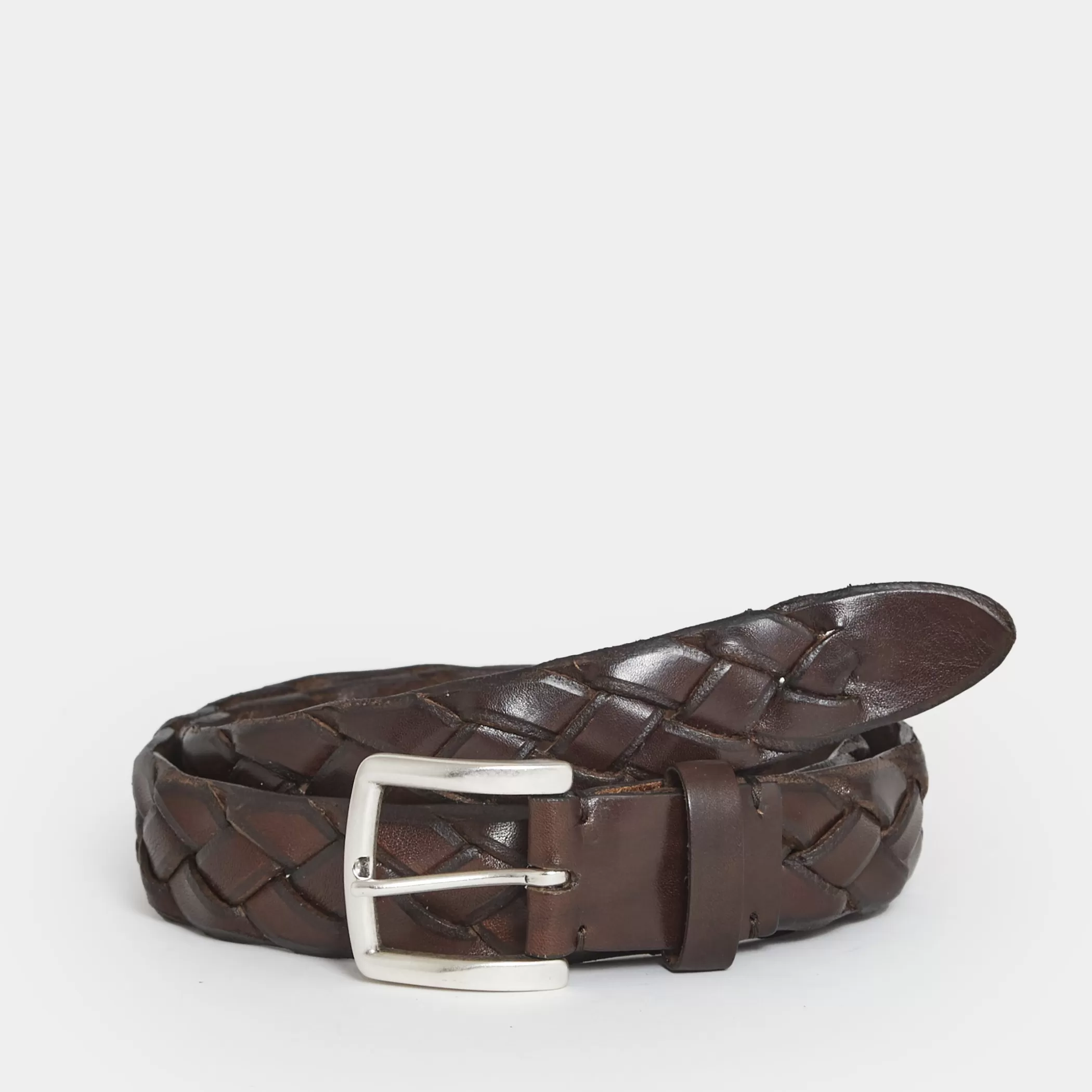 Reptile's House Belts>Bild-Braided Leather Belt Brown