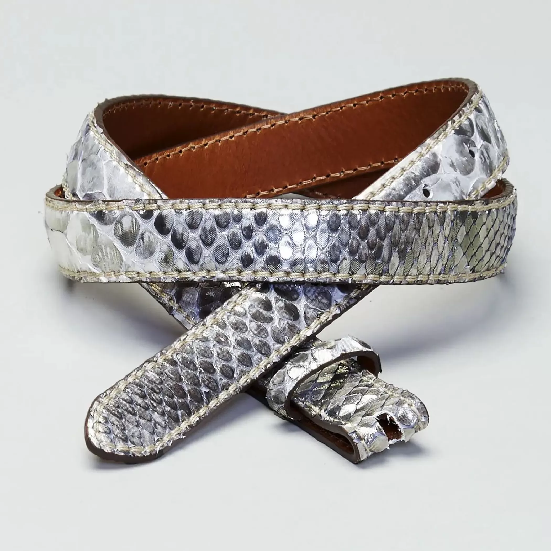 Reptile's House Belts>Katrina-Python Belt Silver