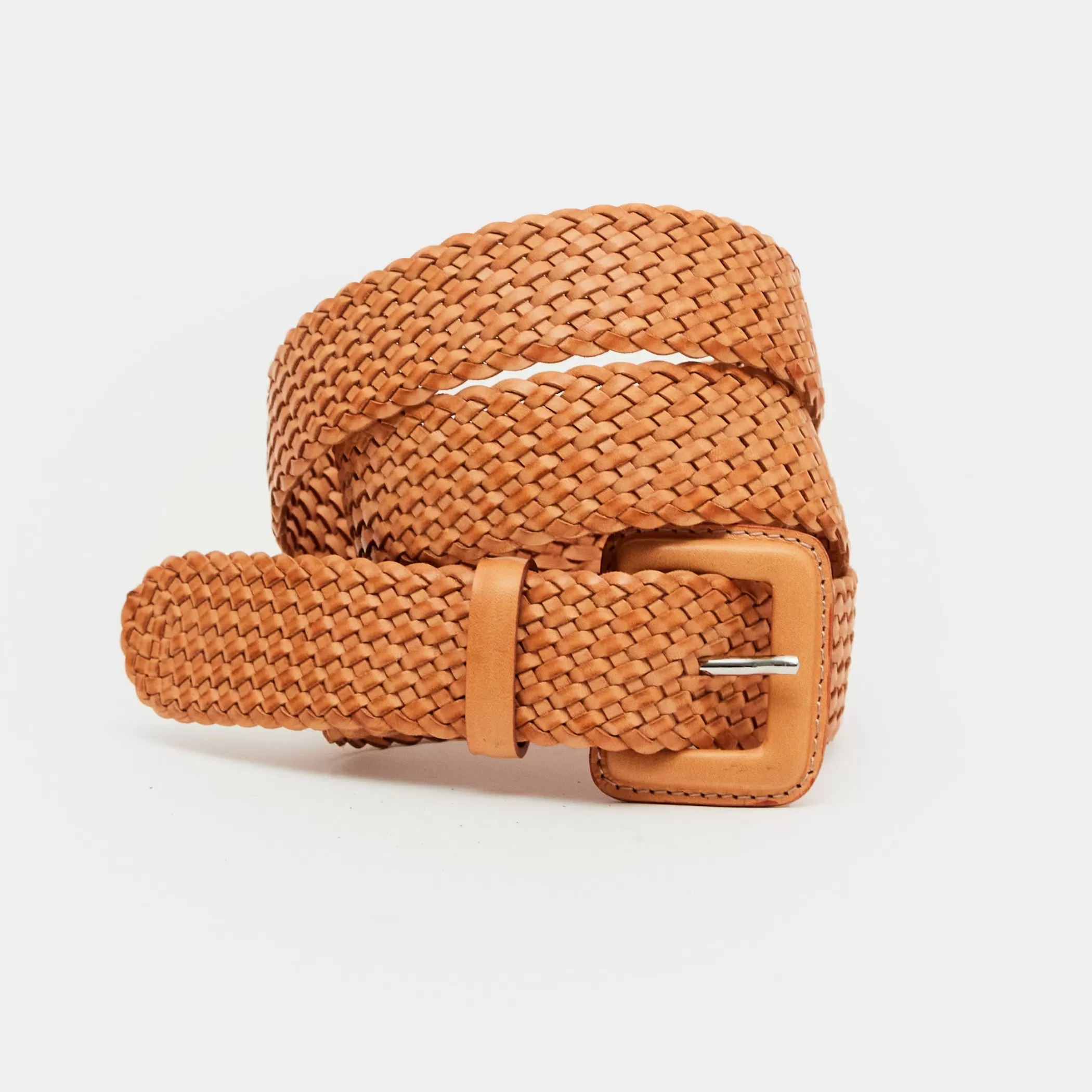 Reptile's House Belts>Oia-Braided Leather Belt Orange