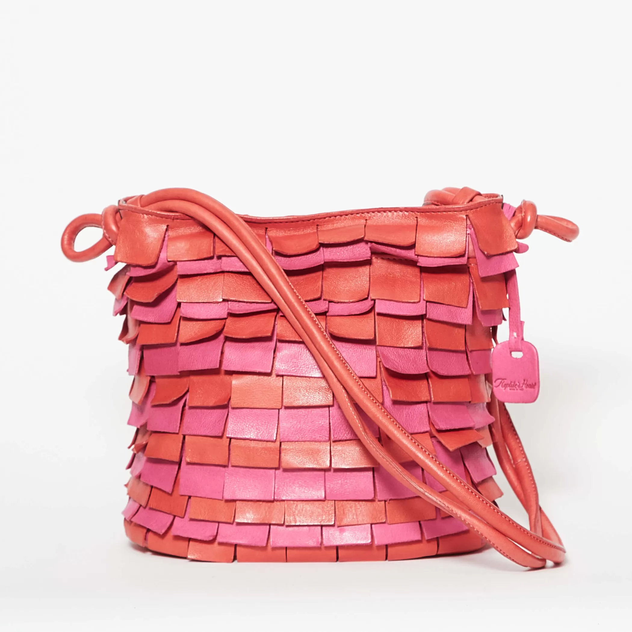 Reptile's House Bags>Peacock-Fuchsia Multicolor Bucket Bag