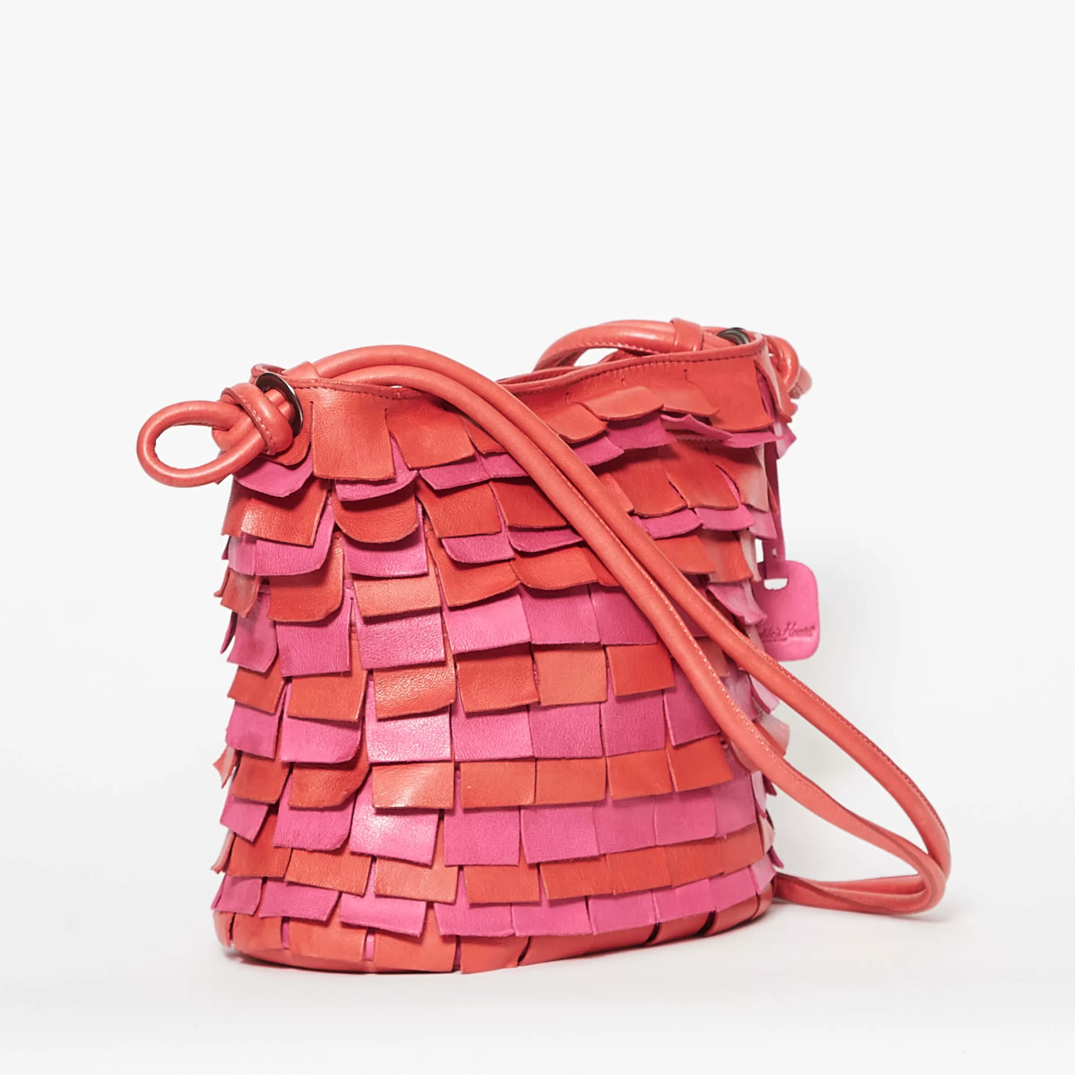 Reptile's House Bags>Peacock-Fuchsia Multicolor Bucket Bag