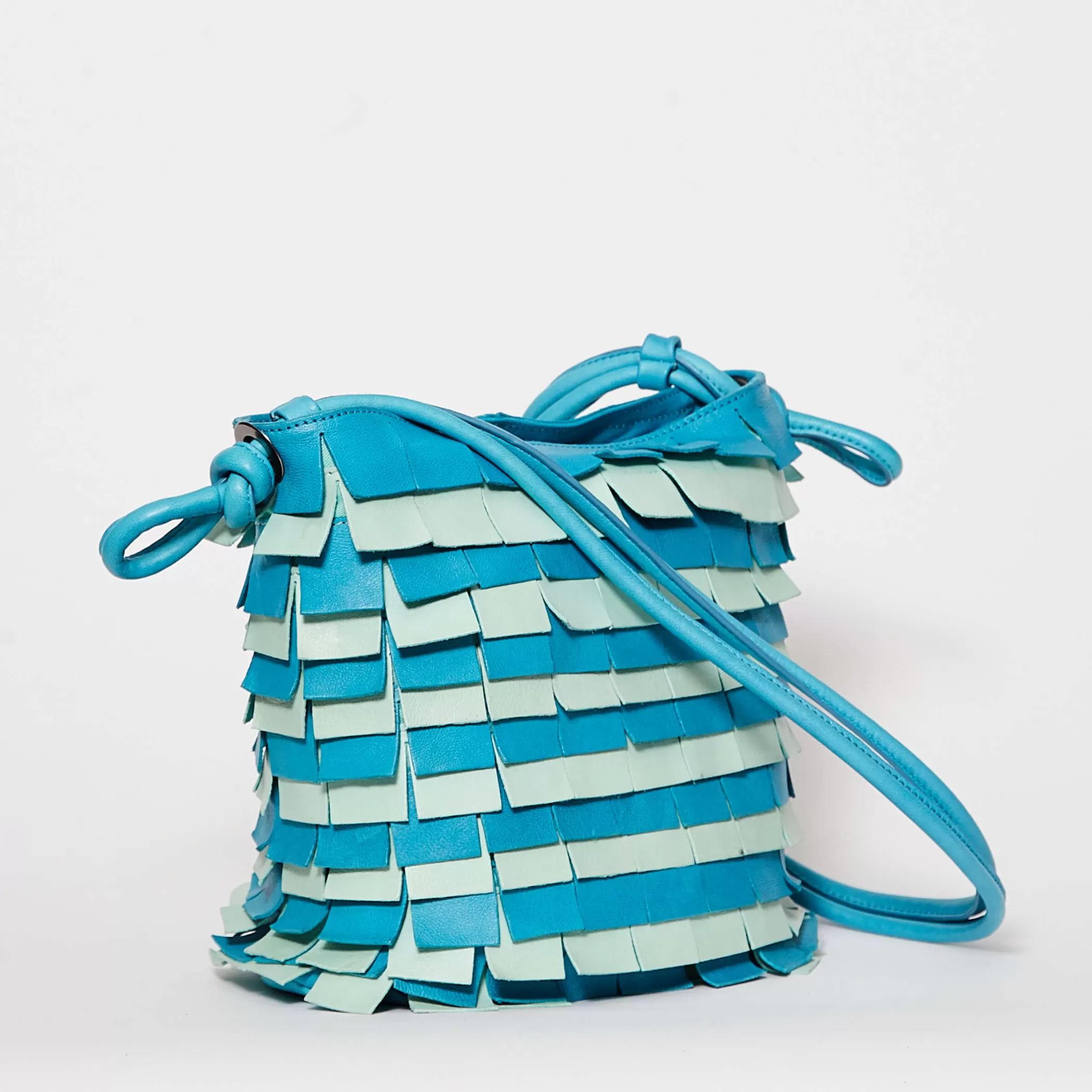 Reptile's House Bags>Peacock-Light Blue Multicolor Bucket Bag