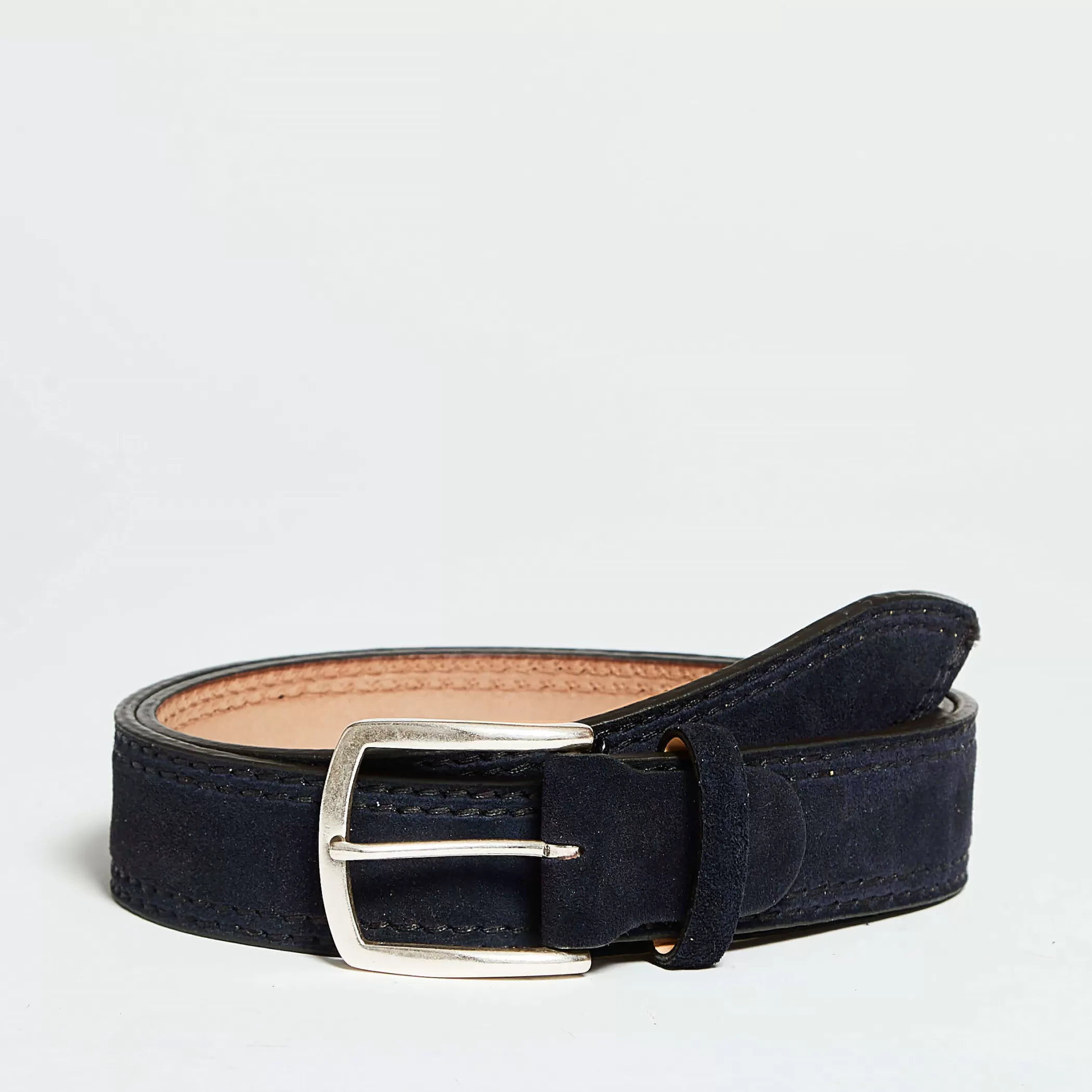 Reptile's House Belts>Raisen-Double Stitched Suede Belt