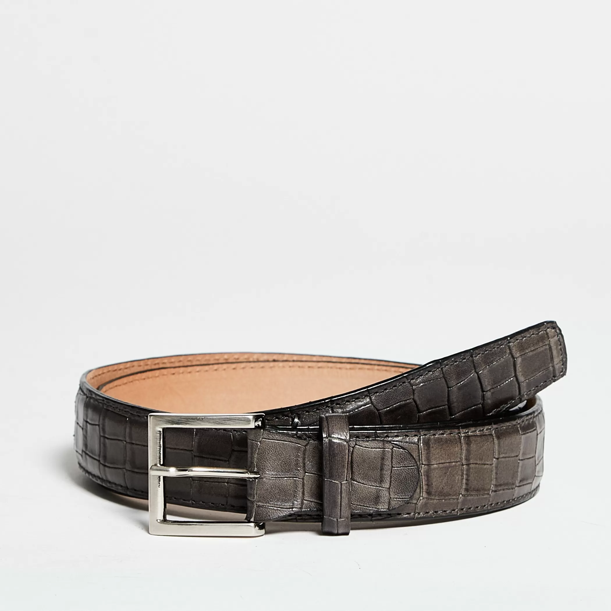 Reptile's House Belts>Ross- Crocodile Printed Leather Belt