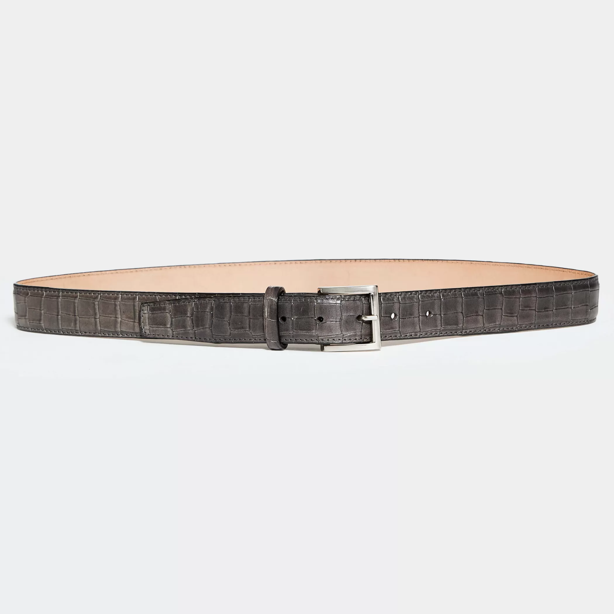 Reptile's House Belts>Ross- Crocodile Printed Leather Belt