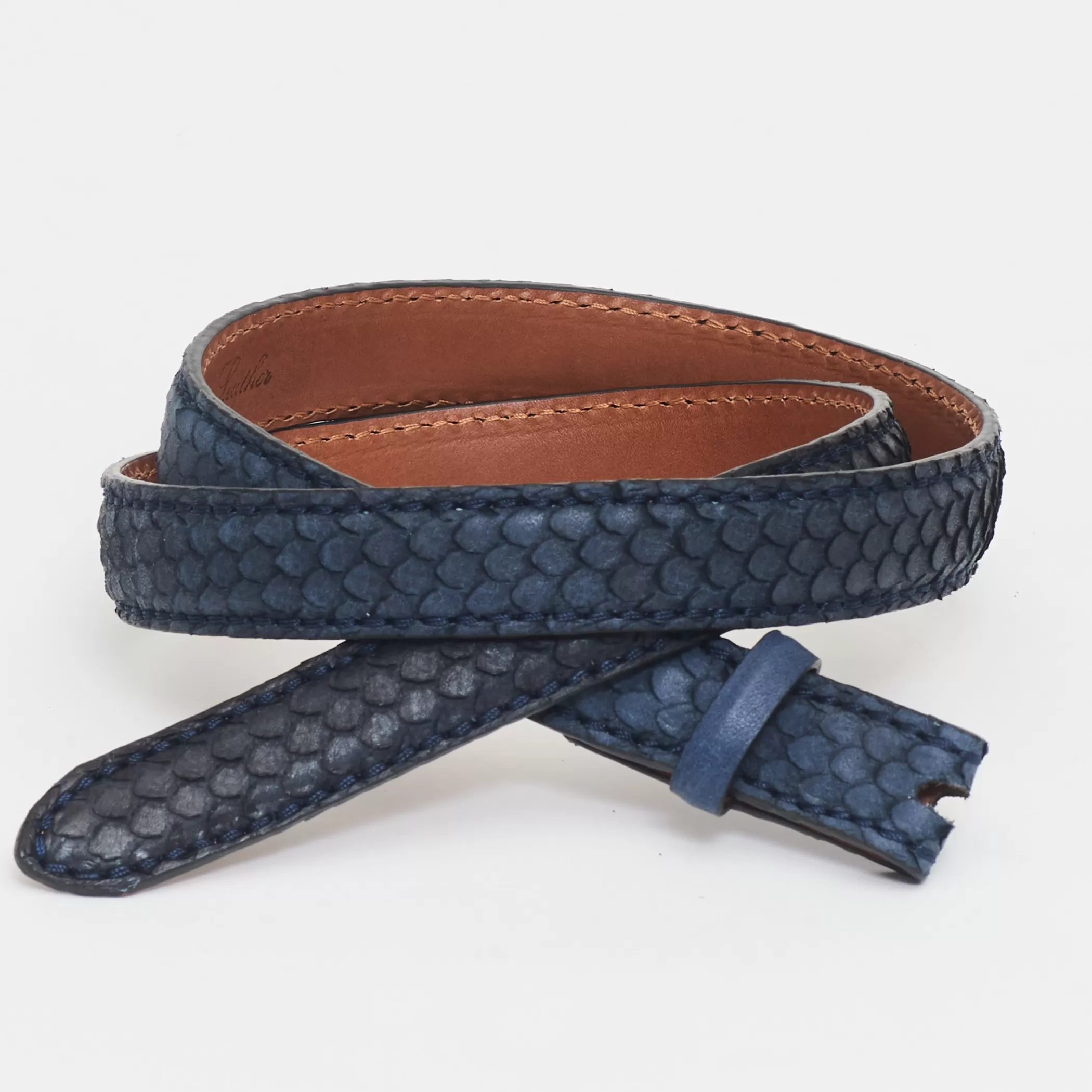 Reptile's House Belts>Toledo-Leather Belt Night Blue