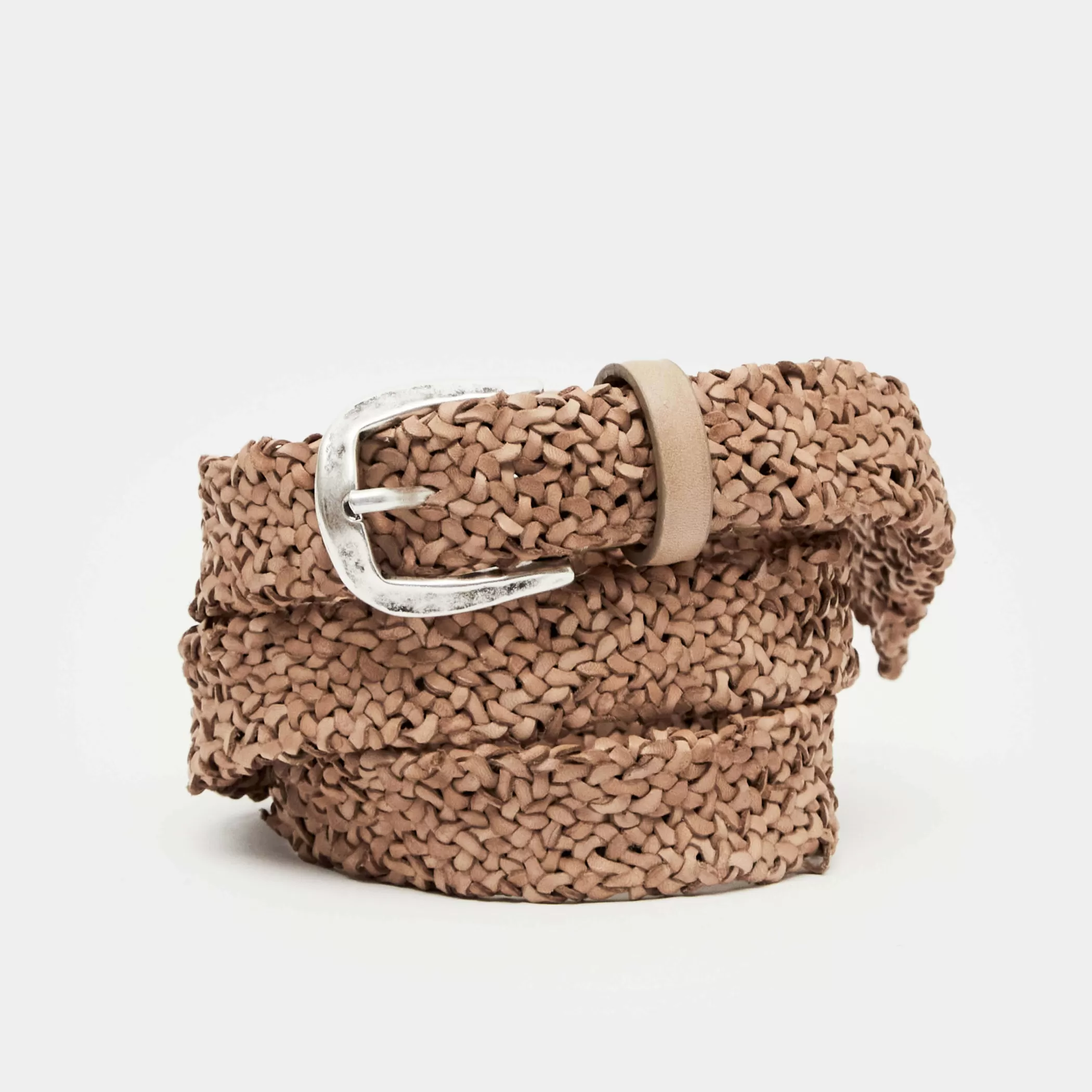 Reptile's House Belts>Wave-Braided Leather Belt Turtledove