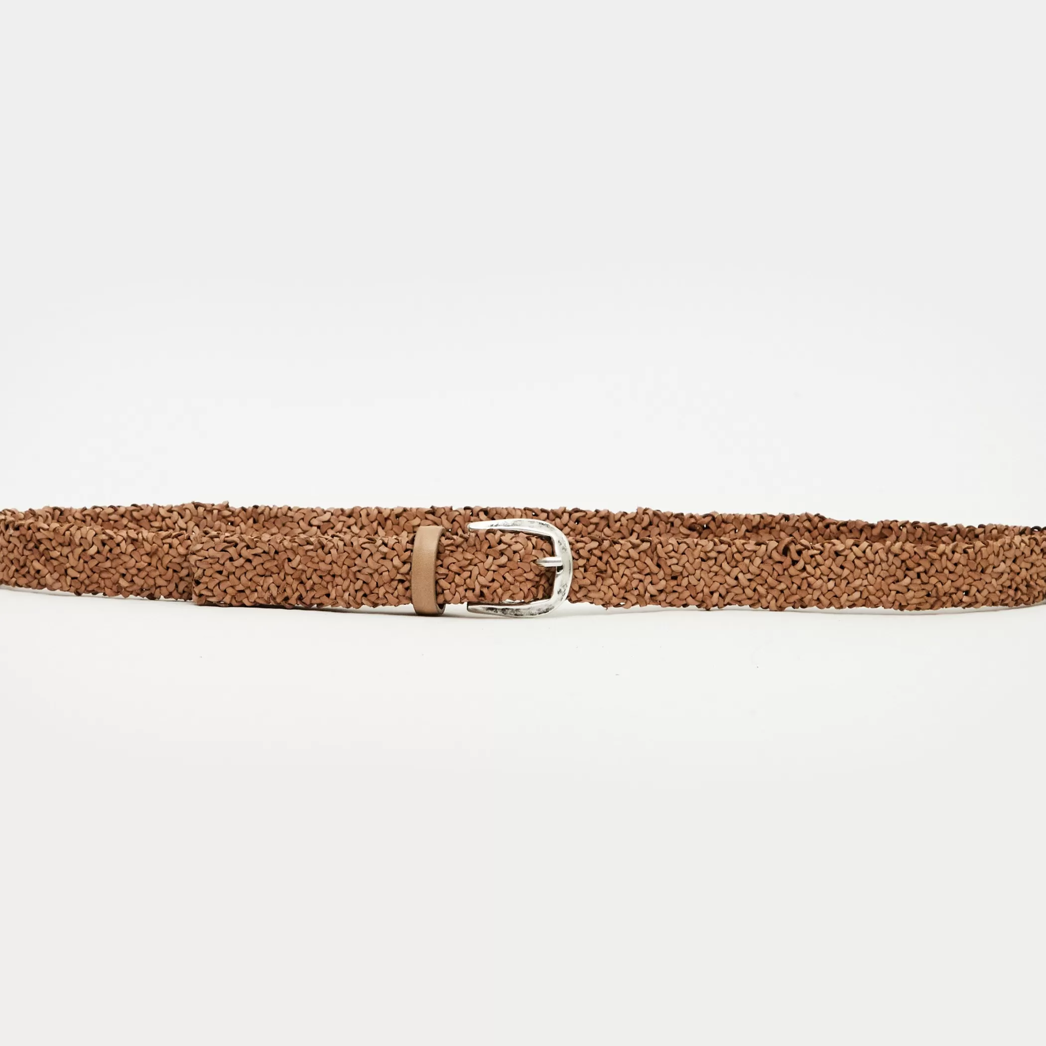 Reptile's House Belts>Wave-Braided Leather Belt Turtledove